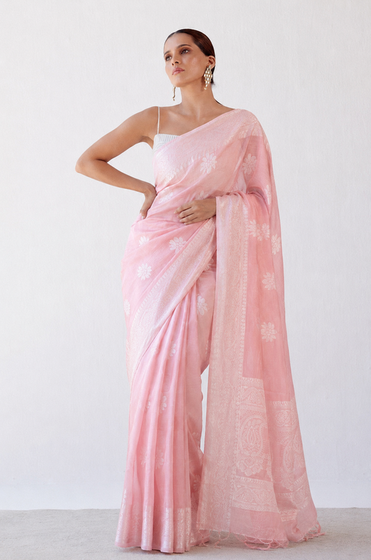 KS Women's Soft Cotton Linen Silk Saree With Blouse Piece