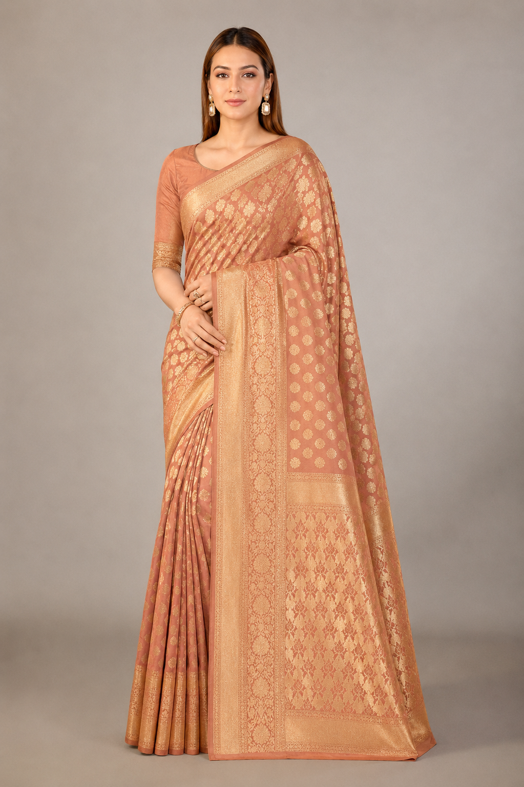 KS Women's Kanchipuram Art Silk Saree With Blouse Piece, Red, Free Size