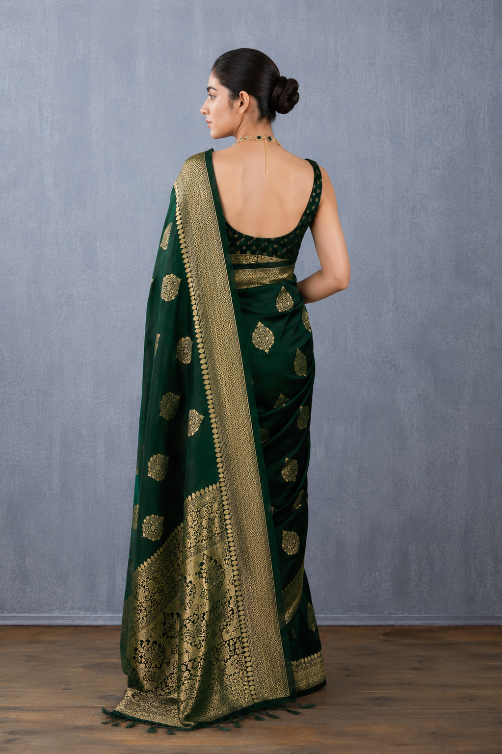 KS Banarasi Pure Silk Kanjivaram Saree for Women with Blouse (paithani Pari122), dark green, One size