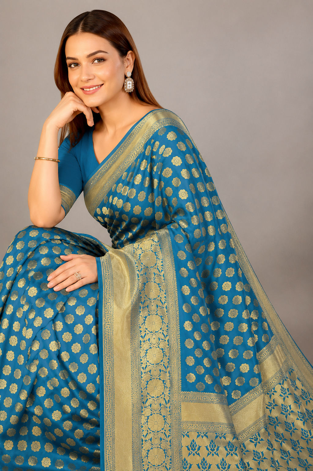 KS Women's Kanchipuram Art Silk Saree With Blouse Piece, Red, Free Size