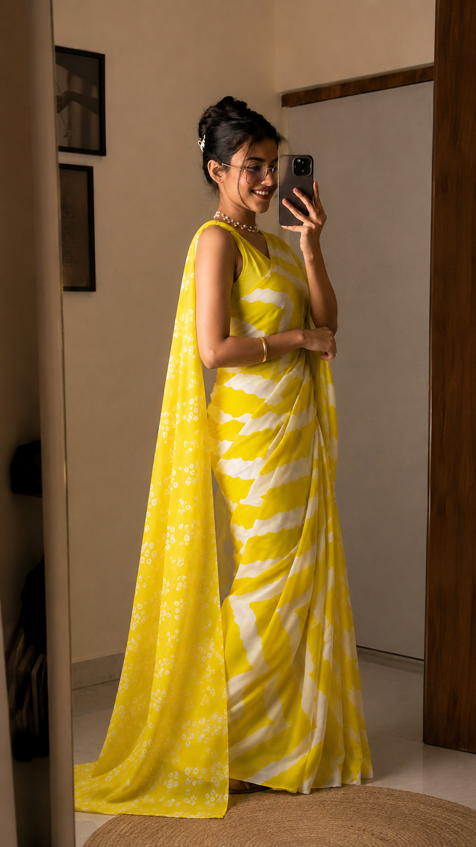 KS Women's Ikat Hand Block Print Jaipuri Cotton Mulmul Saree with Blouse Piece