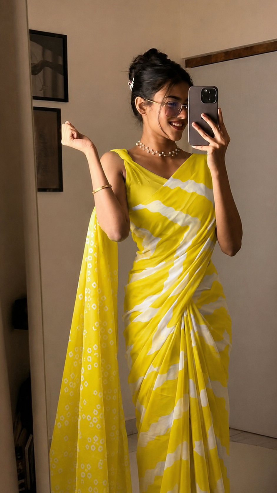 KS Women's Ikat Hand Block Print Jaipuri Cotton Mulmul Saree with Blouse Piece